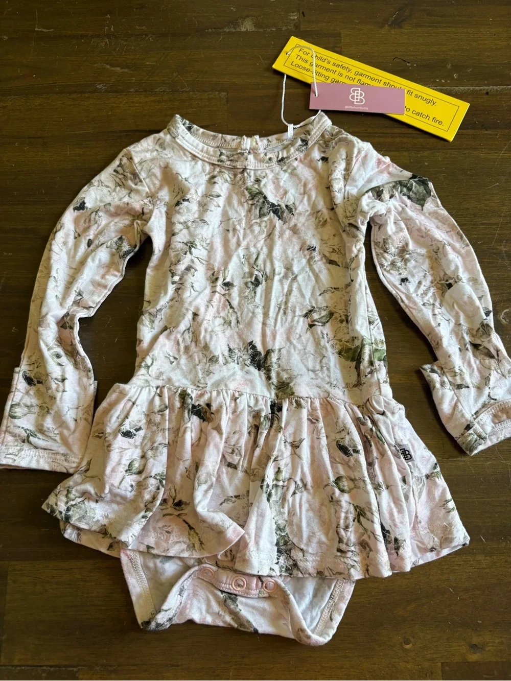 Little Bum Bums Baby Bodysuit Long Sleeve Roses Skirt Dress Bamboo 3-6 Months